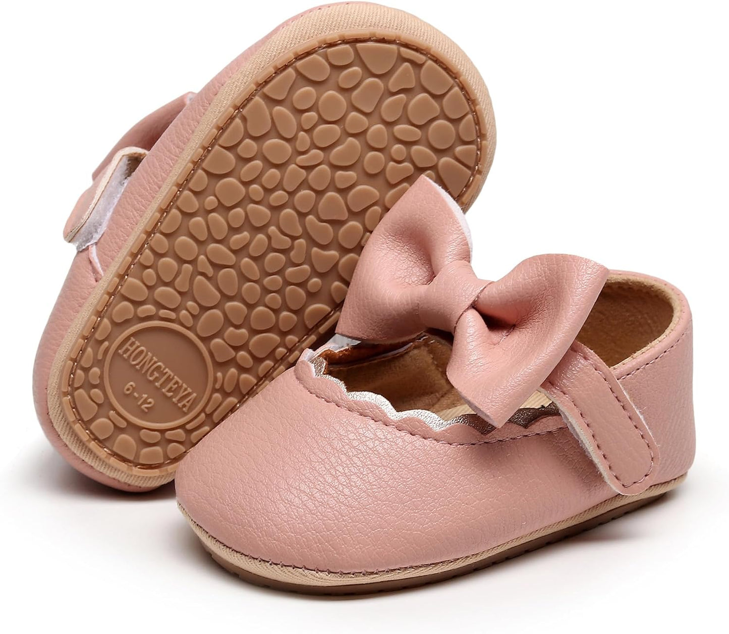 HONGTEYA Infant Baby Girls Mary Jane Flats Non Slip for Toddler First Walkers Soft Sole PU Leather Crib Shoes Sneaker Wedding Party Christmas Princess Dress Shoes Baby Moccasins Girls Xpress