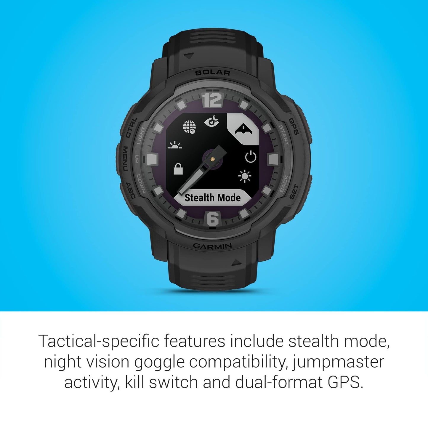 Garmin Instinct Crossover Solar, Rugged Hybrid Smartwatch with Solar Charging Capabilities, Analog Hands and Digital Display, Graphite, Adjustable