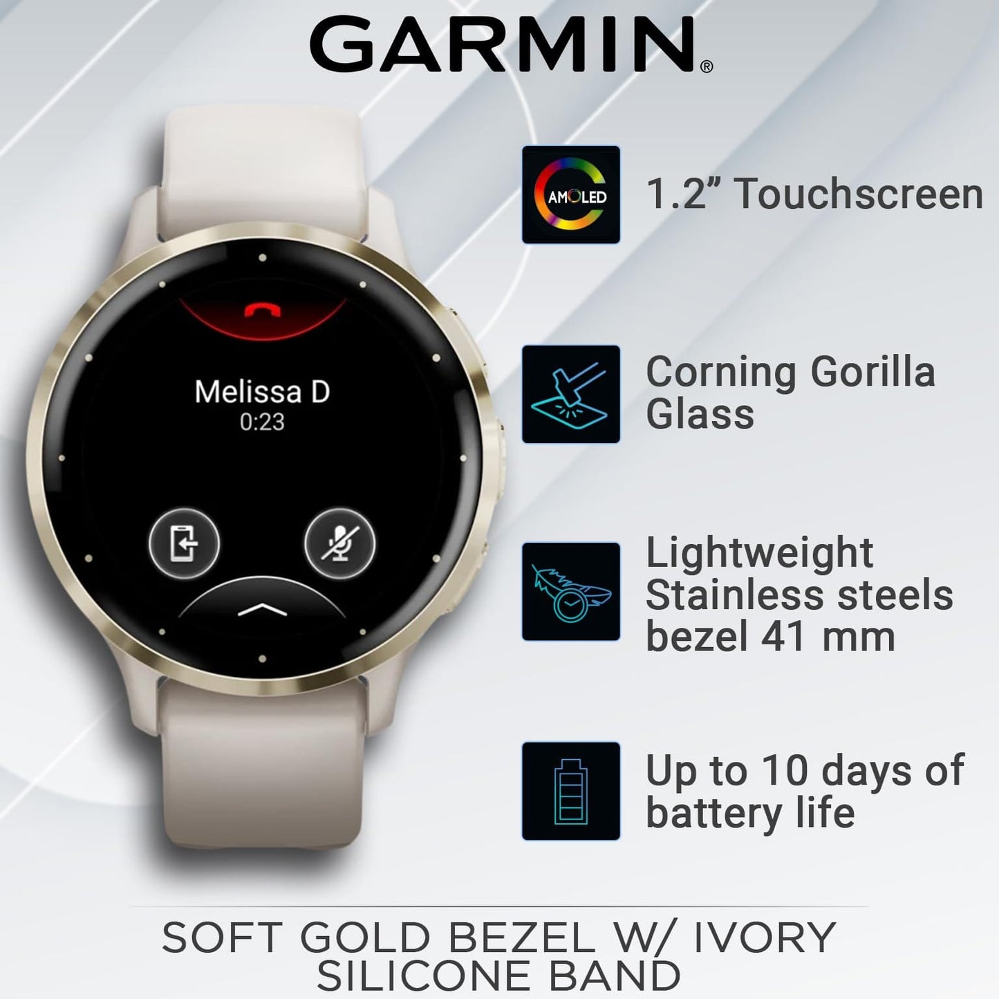 Wearable4U Garmin Venu 3 : montre intelligente 45 mm en acier inoxydable argenté | Écran AMOLED 1,4" jusqu'à 14 jours d'autonomie | Montre multisport pour homme – Whitestone | Fonctionnalités avancées de santé et de remise en forme 