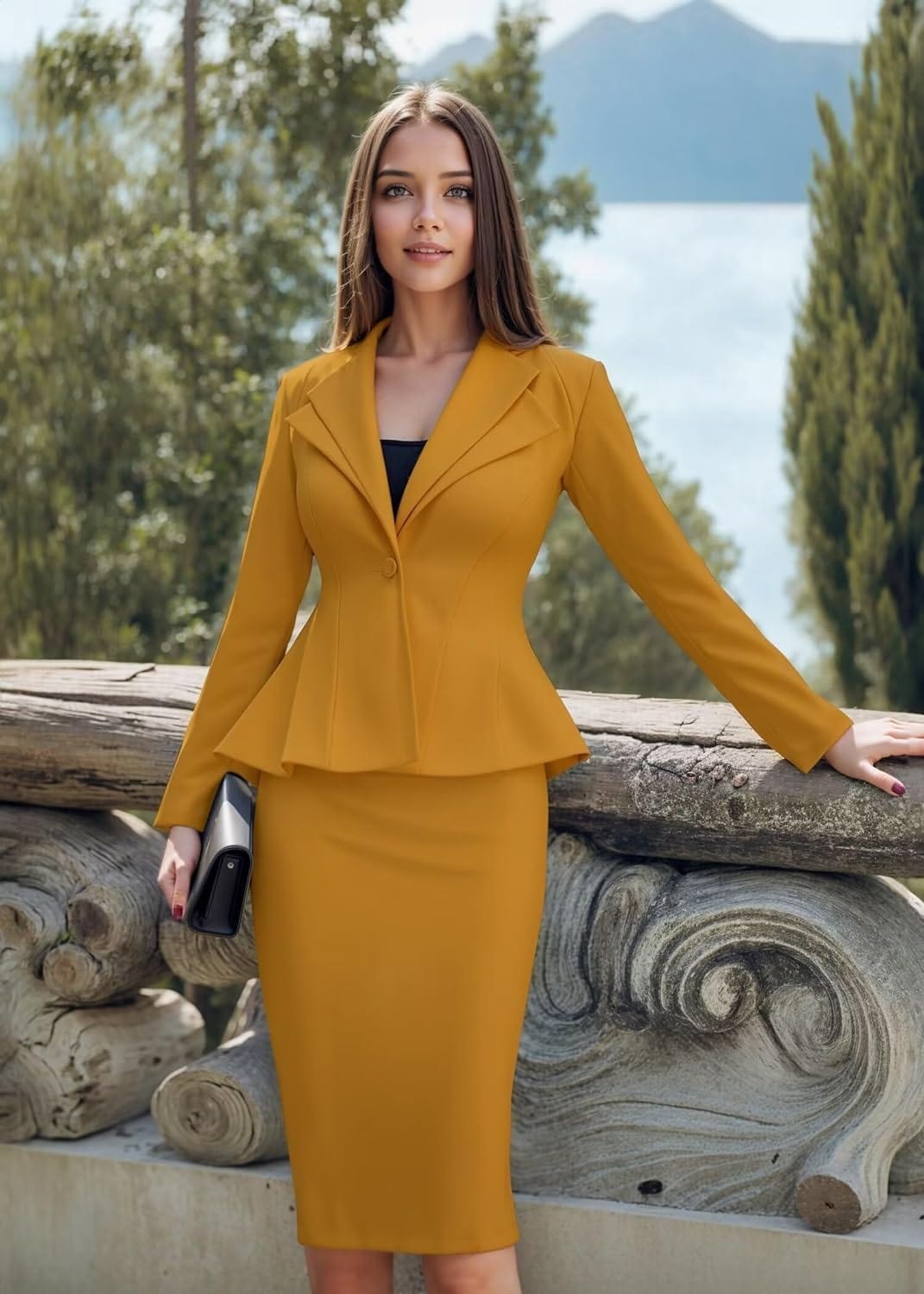 Hybrid &amp; Company - Blazer cómodo para mujer, estilo informal, para trabajo, oficina, doble muesca, solapa afilada, hombrera, con un solo botón