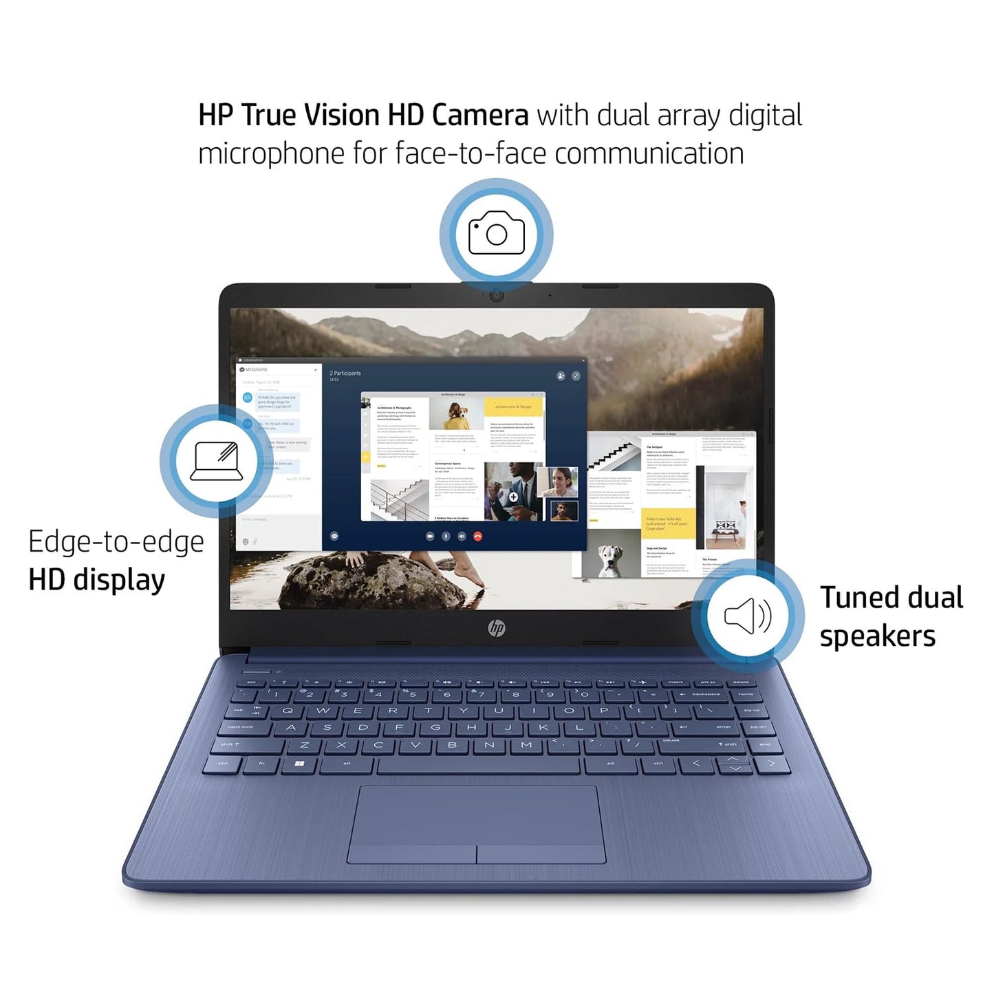 Laptop portátil HP, para estudiantes y empresas, pantalla HD de 14", Intel Quad-Core N4120, 16 GB DDR4 RAM, 64 GB eMMC, 1 año de Office 365, cámara web, RJ-45, HDMI, Wi-Fi, Windows 11 Home, plateado 