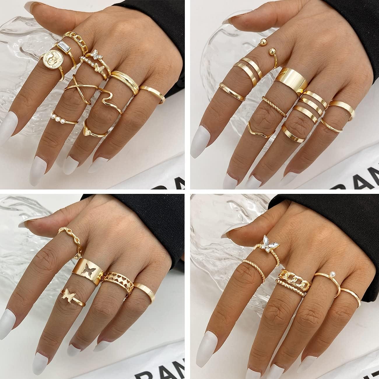 iF YOU 30 Pcs Gold Knuckle Rings Set for Women Girls, Boho Butterfly Snake Stackable Finger Rings, Silver Midi Rings Pack Xpress