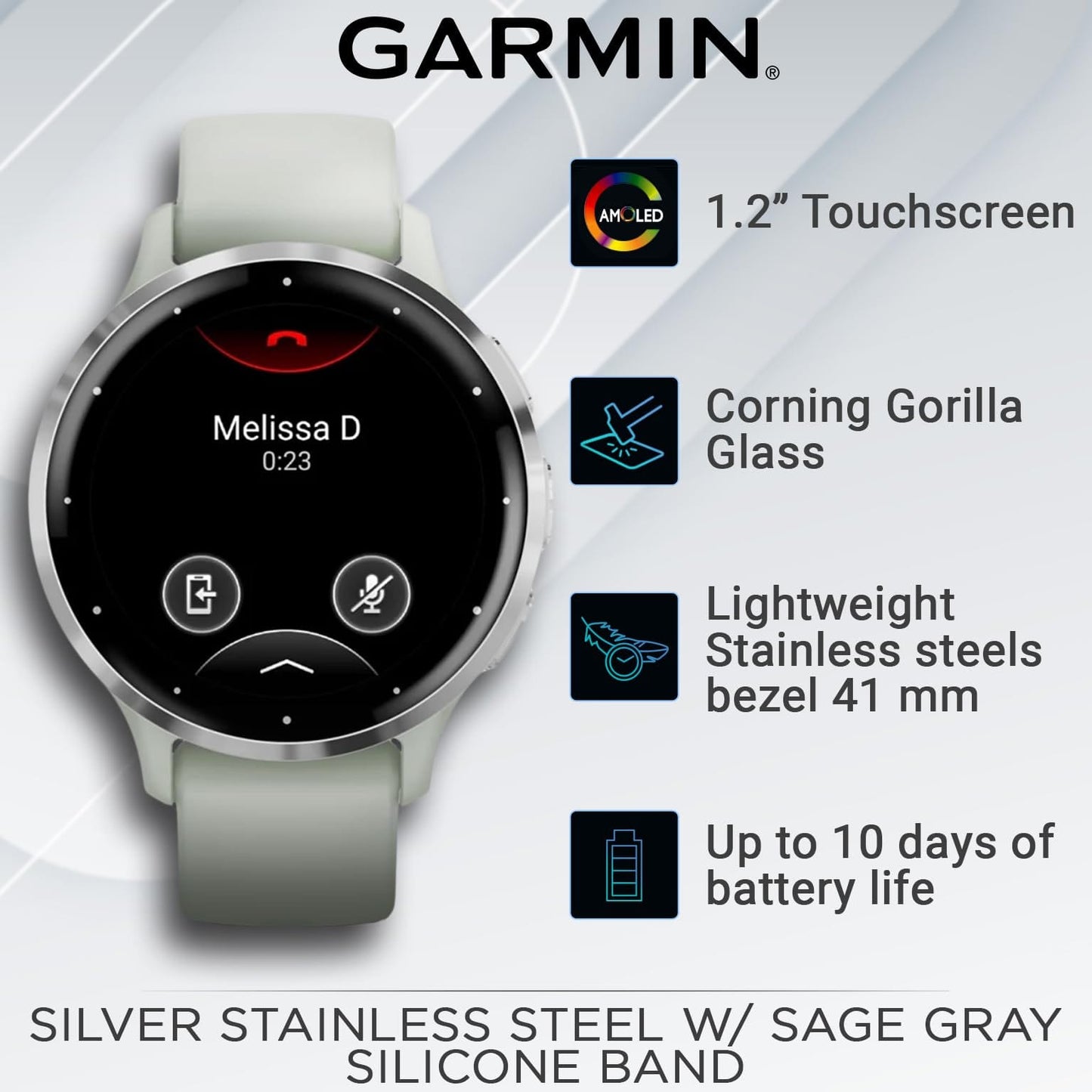 Wearable4U Garmin Venu 3: Silver Stainless Steel 45 mm Smartwatch|AMOLED 1.4" Display Up to 14 Days Battery Life | Multisport Men Watch - Whitestone | Advanced Health & Fitness Features Gift Bundle