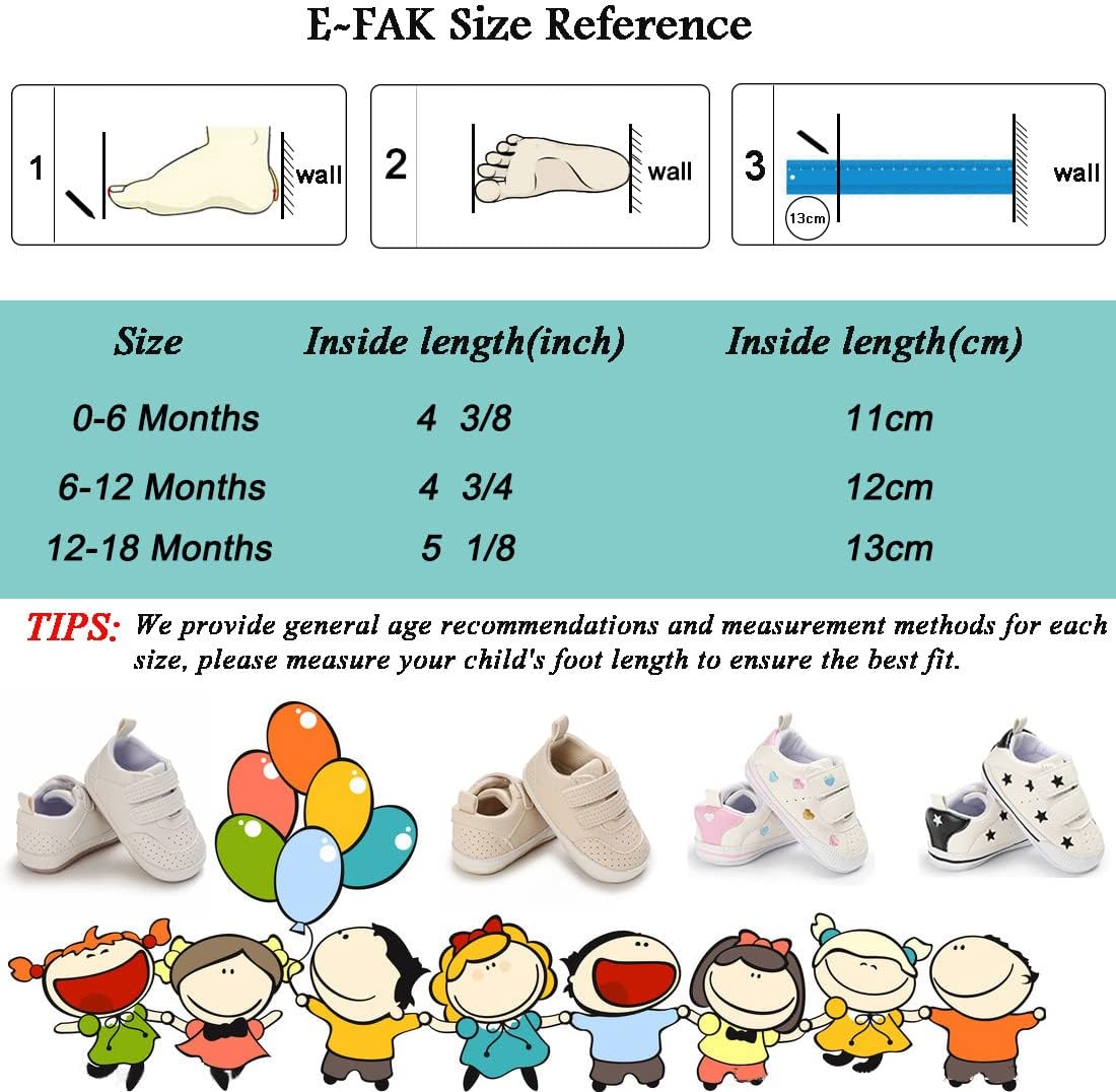 E-FAK Baby Shoes Boys Girls Infant Sneakers Non-Slip Rubber Sole Toddler Crib First Walker Shoes Xpress