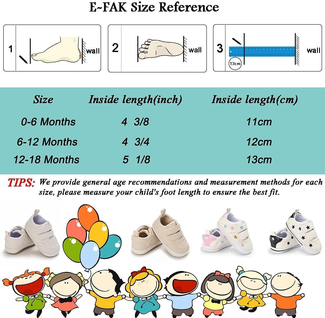 E-FAK Baby Shoes Boys Girls Infant Sneakers Non-Slip Rubber Sole Toddler Crib First Walker Shoes Xpress