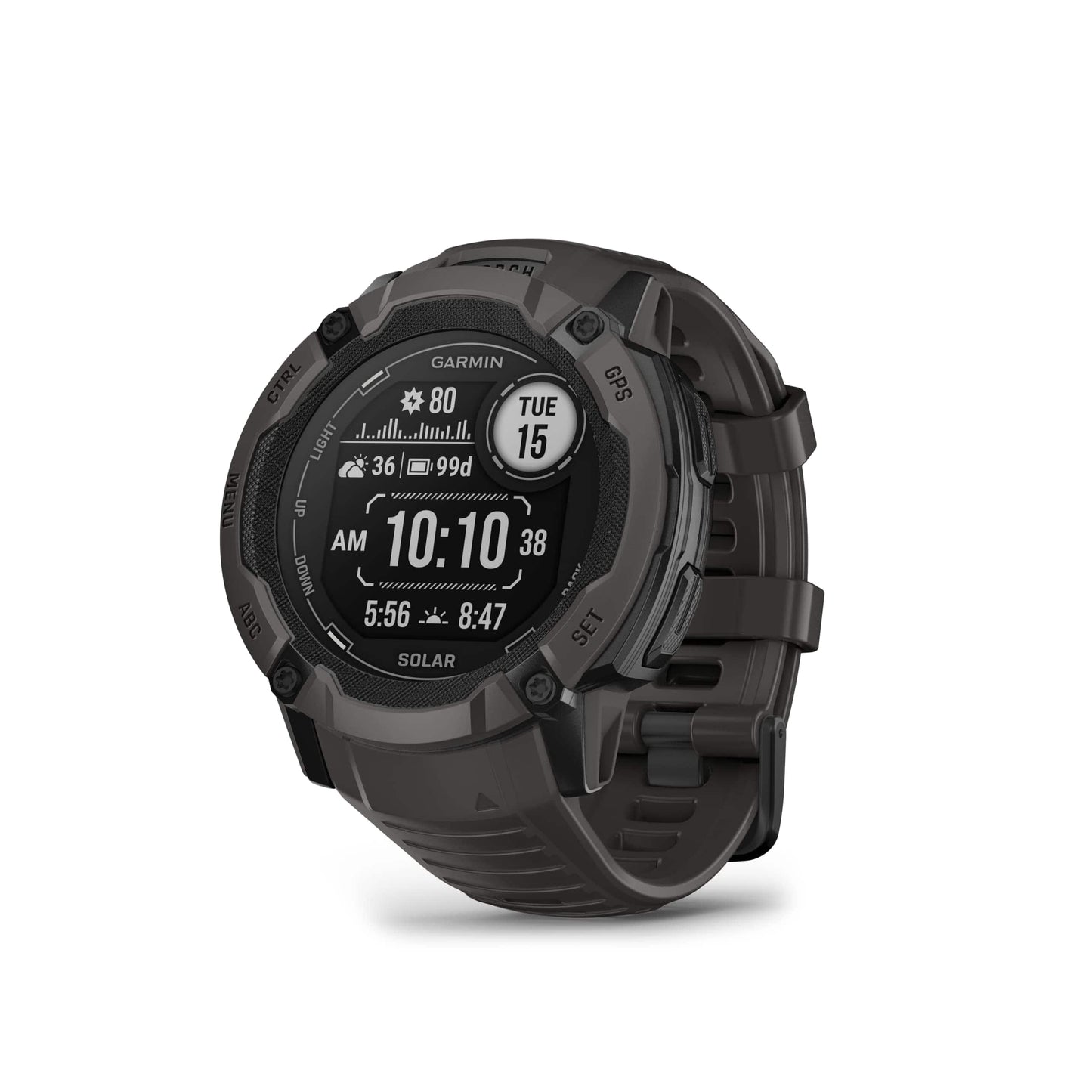 Garmin Instinct 2X Solar, reloj inteligente con GPS resistente, linterna incorporada, capacidad de carga solar, GNSS multibanda, musgo 