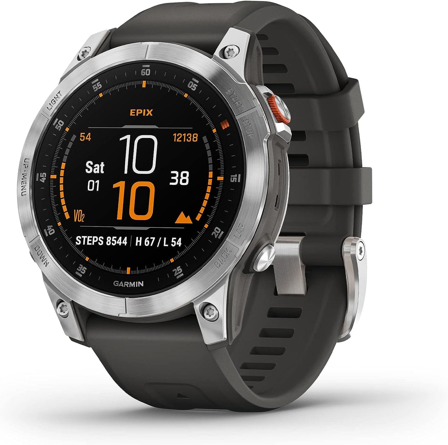 Garmin 010-02582-10 epix Gen 2, montre intelligente active haut de gamme, fonctionnalités de santé et de bien-être, écran tactile AMOLED, montre d'aventure avec fonctionnalités avancées, titane noir 