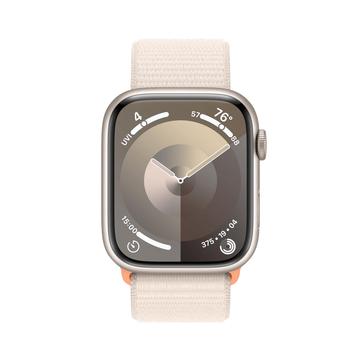 Montre intelligente Apple Watch Series 9 [GPS 45 mm] avec boîtier en aluminium Starlight et bracelet sport Starlight M/L. Tracker d'activité, applications ECG, écran Retina toujours actif, résistant à l'eau 