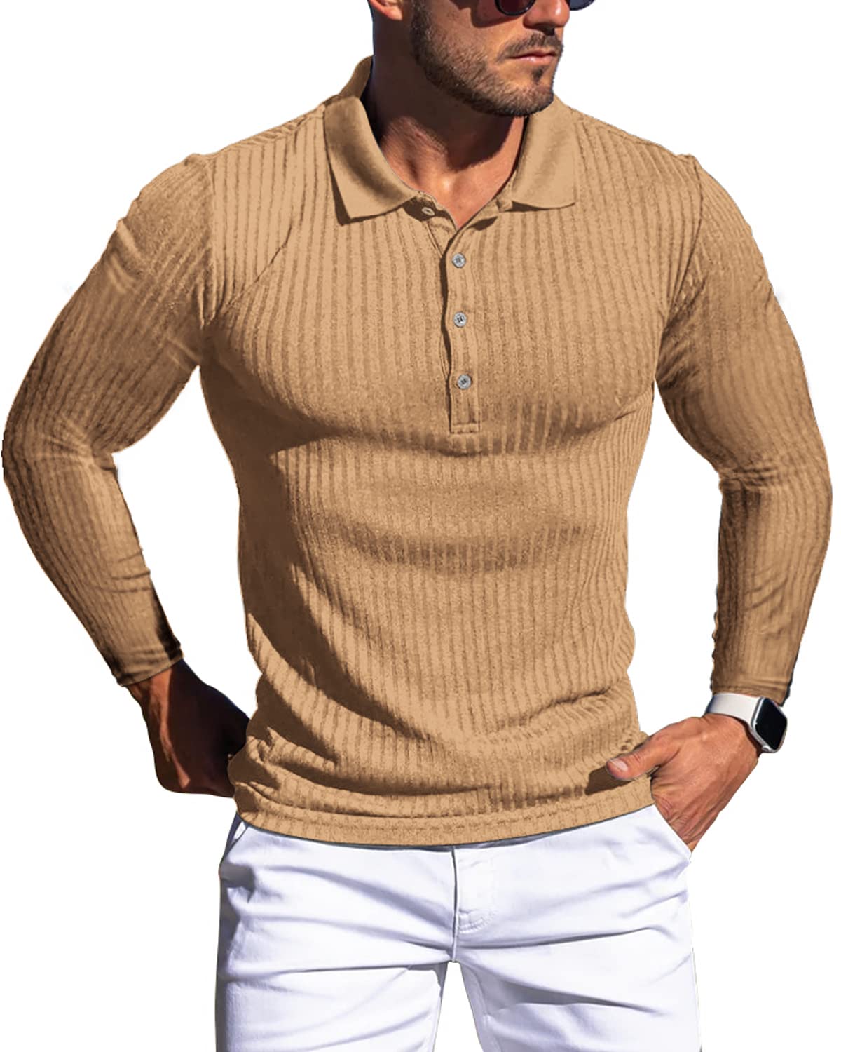 Muscle Polo Shirts for Men Slim Fit Short Sleeve Golf Shirts Men Dry Fit Shirts Casual Stylish Clothes