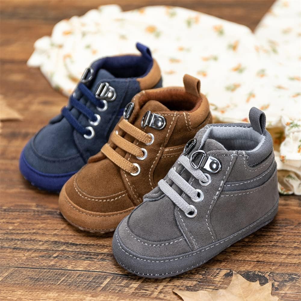 Meckior Toddler Baby Boys Girls High Tops Ankle Sneakers Soft Anti-Slip Sole PU Leather Moccasins Infant Newborn Prewalker First Walking Crib Shoes Xpress