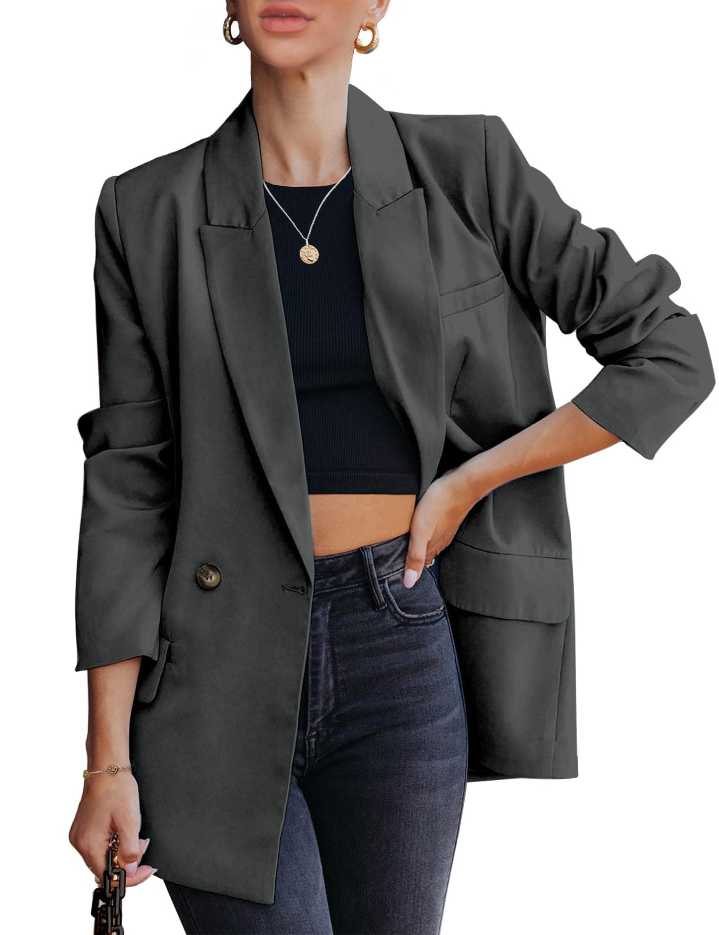 luvamia Blazer veste pour femme travail décontracté bureau à manches longues mode habillé tenue d'affaires 