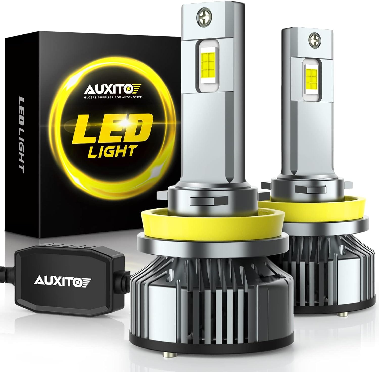 AUXITO Bombillas LED H11, 120 W 24000 lm por juego, 900 % más brillante, 6500 K blanco frío ajustable H8 H9 bombilla LED antiniebla para reemplazo halógeno, Plug and Play, paquete de 2 