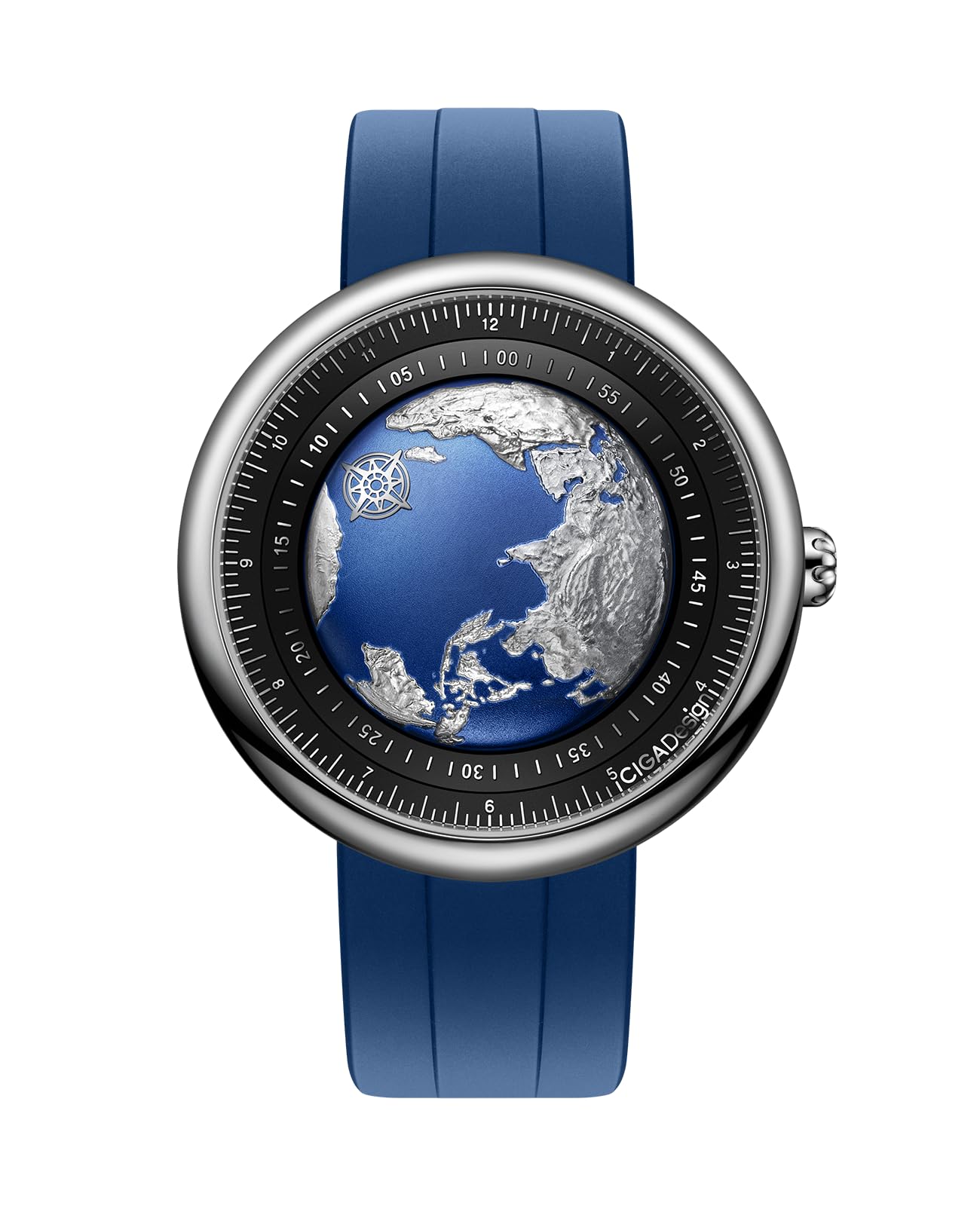 CIGA Design Reloj mecánico automático Serie Blue Planet U Caja de acero inoxidable/titanio/cerámica Cristal de zafiro Caucho fluorado/Correa de cerámica Relojes Regalos para hombres y mujeres 