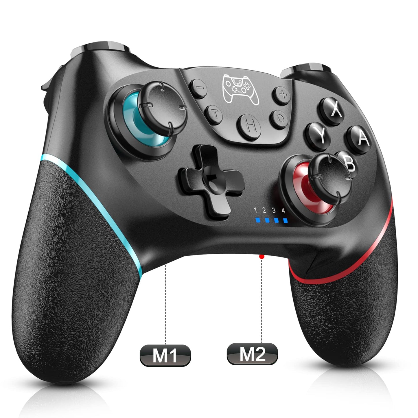 Diswoe Contrôleur sans fil amélioré pour Switch/Lite/OLED Pro Contrôleur pour Switch Remote Joystick Gamepad Prend en charge le réveil, l'axe gyroscopique, le turbo, la double vibration et la fonction de capture d'écran 