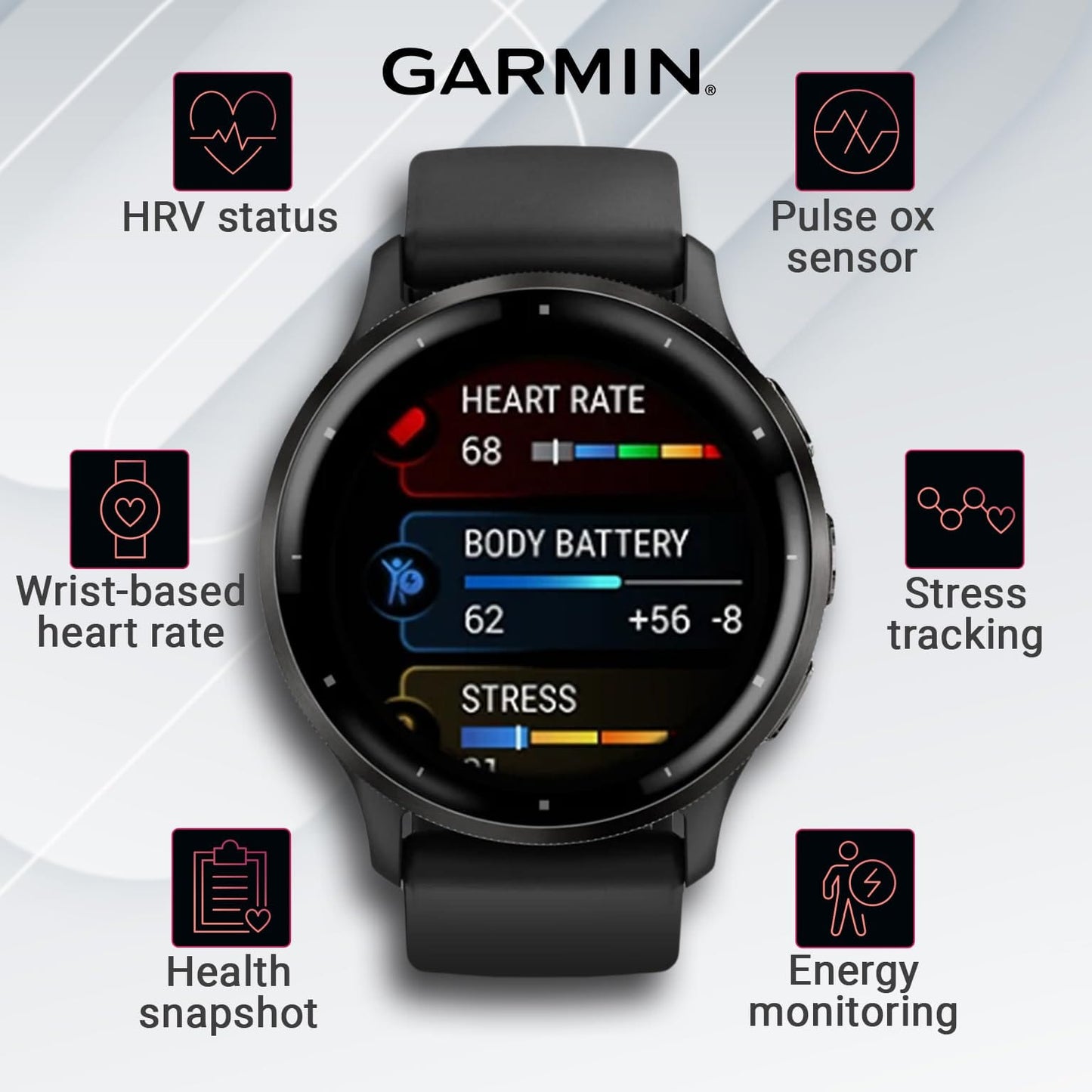 Wearable4U Garmin Venu 3 : montre intelligente 45 mm en acier inoxydable argenté | Écran AMOLED 1,4" jusqu'à 14 jours d'autonomie | Montre multisport pour homme – Whitestone | Fonctionnalités avancées de santé et de remise en forme 