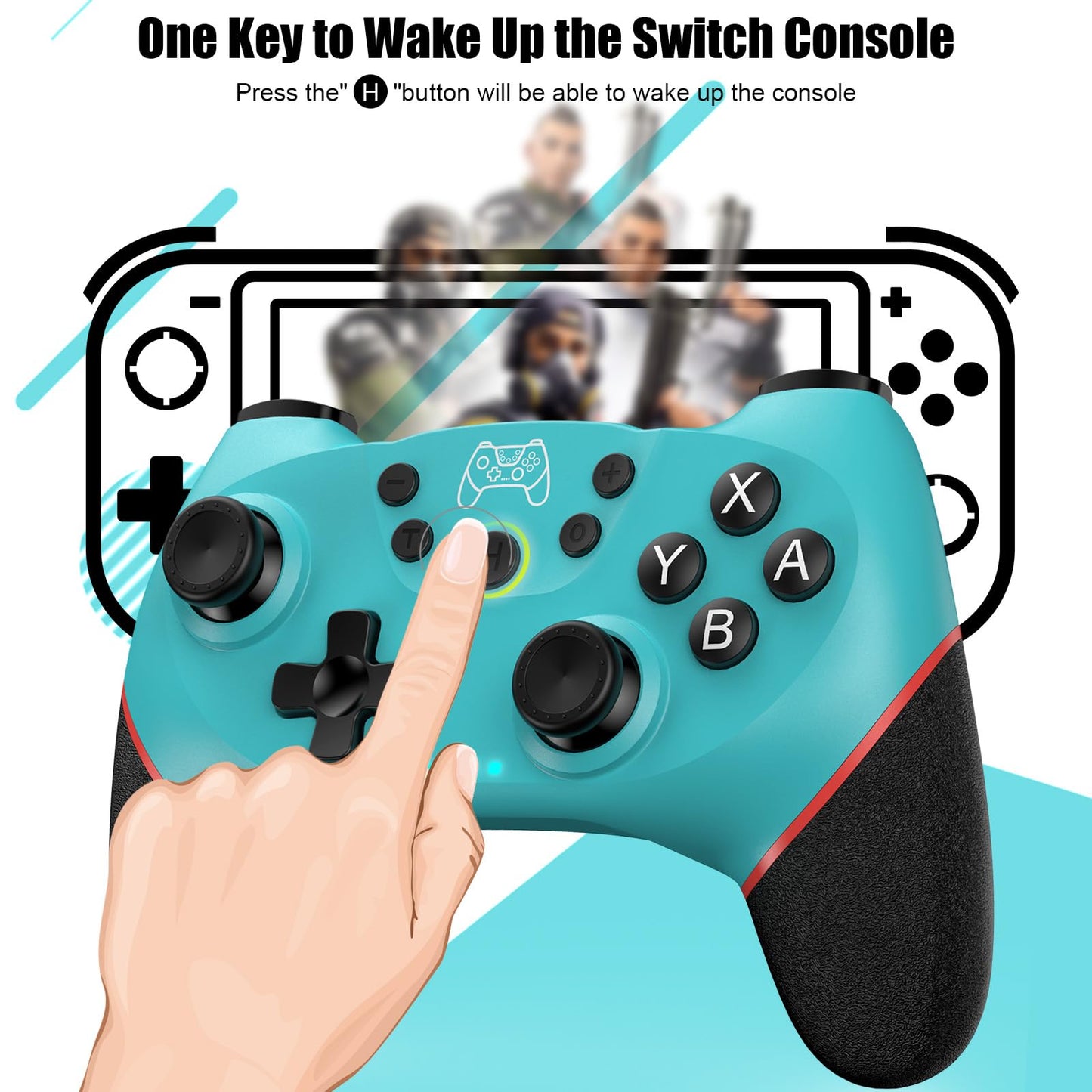 Diswoe Controlador inalámbrico actualizado para Switch/Lite/OLED Pro Controller para Switch Remote Joystick Gamepad Soporta Wake Up, Gyro Axis, Turbo, Dual Vibration y función de captura de pantalla 