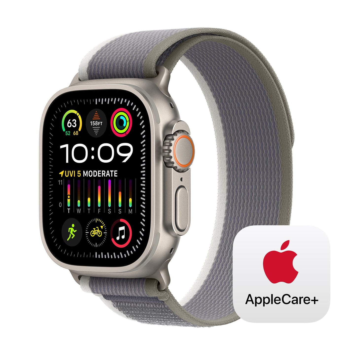 Montre intelligente Apple Watch Ultra 2 [GPS + Cellular 49 mm] avec boîtier en titane robuste et bracelet bleu océan. Tracker d'activité, GPS de précision, bouton d'action, durée de vie de la batterie extra longue, écran Retina lumineux 