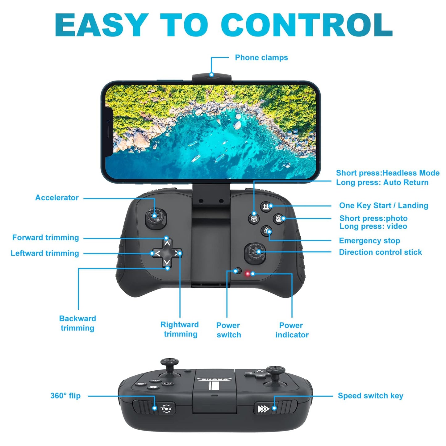 Drone with 1080P Camera for Beginners and Kids, Foldable Remote Control Quadcopter with Voice Control, Gestures Selfie, Altitude Hold, One Key Start, 3D Flips, 2 Batteries, Toys Gifts for Boys Girls