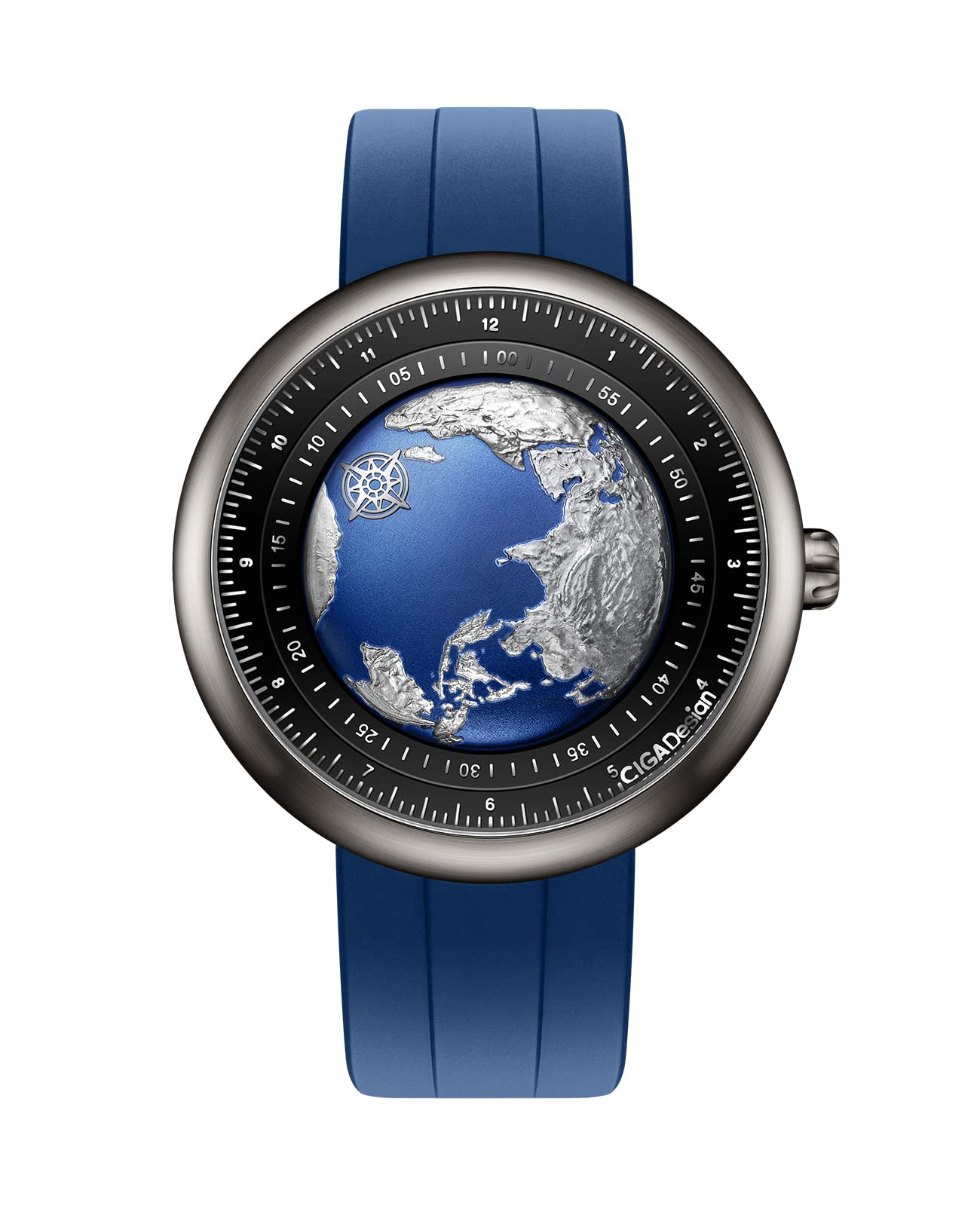 CIGA Design Montre mécanique automatique Blue Planet U Series Boîtier en acier inoxydable/titane/céramique Cristal saphir Fluororubber/Céramique Bracelet Montres Cadeaux pour hommes et femmes 