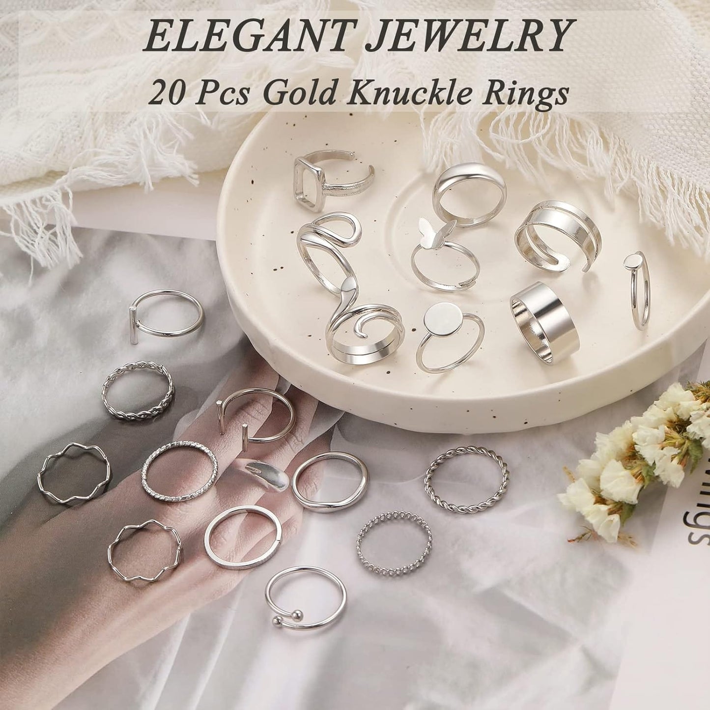 ÌF ME 24 Pcs Gold Vintage Knuckle Rings Set for Women Girls, Boho Dainty Stackable Midi Finger Rings, Snake Butterfly Signet Fashion Ring Pack Jewelry Gifts. Xpress