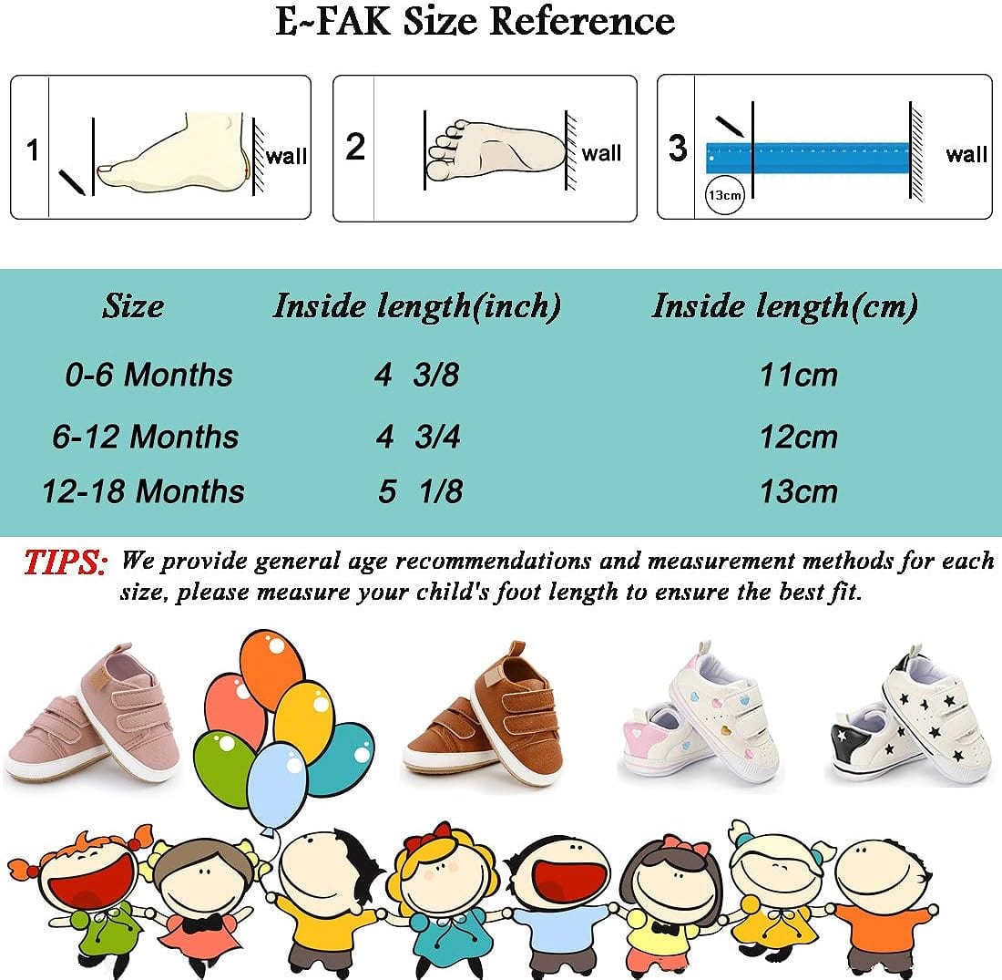 E-FAK Baby Shoes Boys Girls Infant Sneakers Non-Slip Rubber Sole Toddler Crib First Walker Shoes Xpress