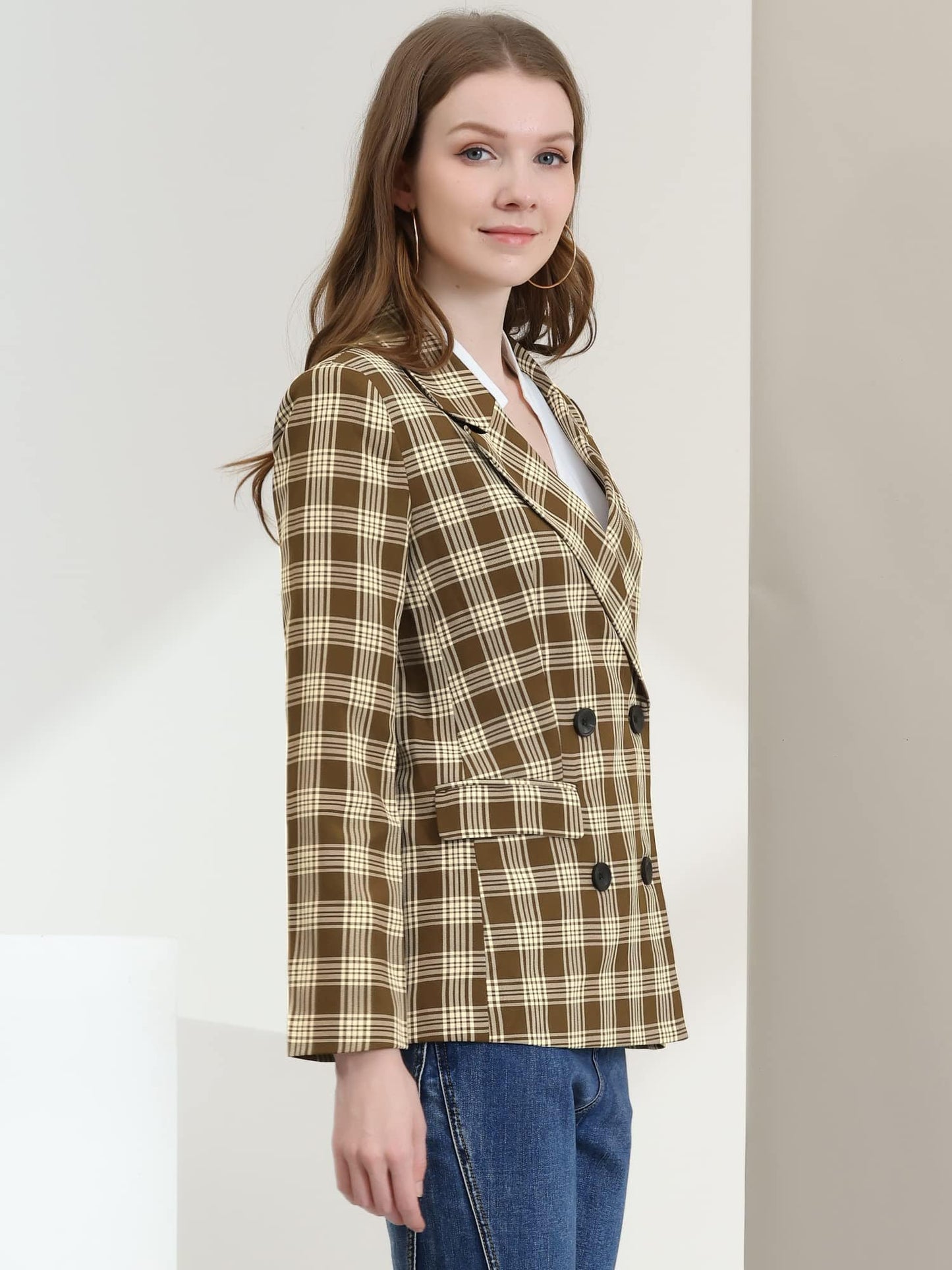 Allegra K Veste blazer formelle à revers cranté pour femme