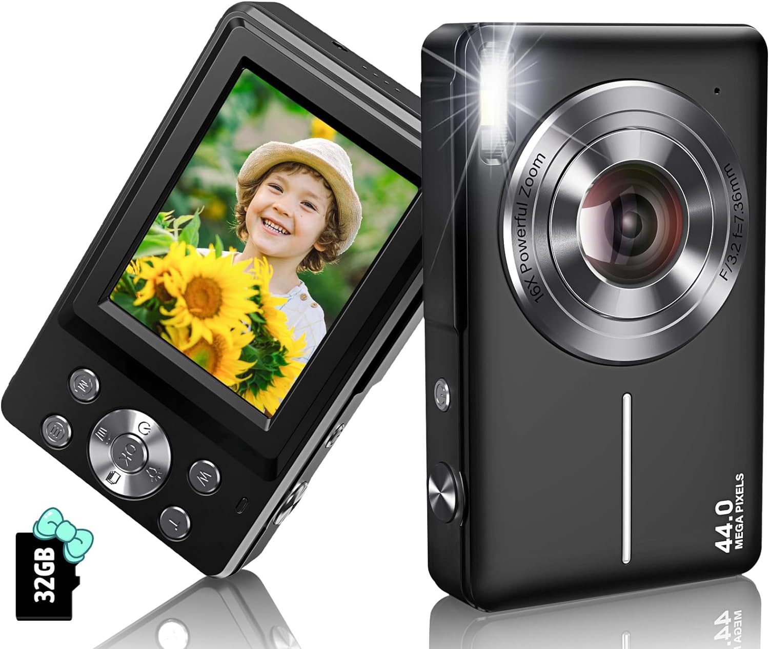 Digital Camera 2024 Newest 1080P 44MP Digital Cameras for Photography, Digital Point and Shoot Camera for Kids with 16X Zoom, Anti-Shake, Compact Small Travel Camera for Boys Girls Teens Gift Xpress