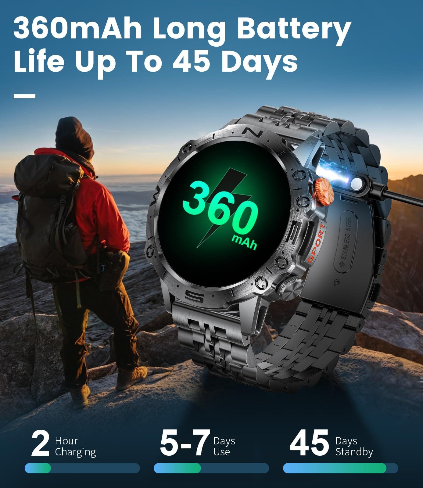 Military Smart Watch for Men(Answer/Dial Calls),1.43" AMOLED Always-on Display,Fitness Tracker 126+ Sports Modes/IP68/Heart Rate/Sleep/SpO2/Blood Pressure,Tactical Outdoor Rugged Watch for iOS Android