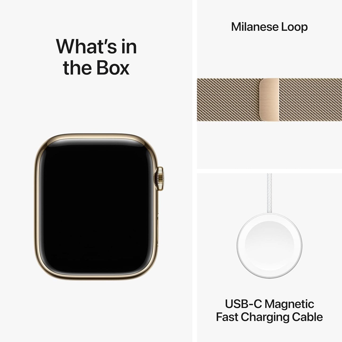 Apple Watch Series 9 [GPS + Cellular 45mm] Smartwatch with Gold Stainless Steel Case with Gold Milanese Loop. Fitness Tracker, Blood Oxygen & ECG Apps, Always-On Retina Display