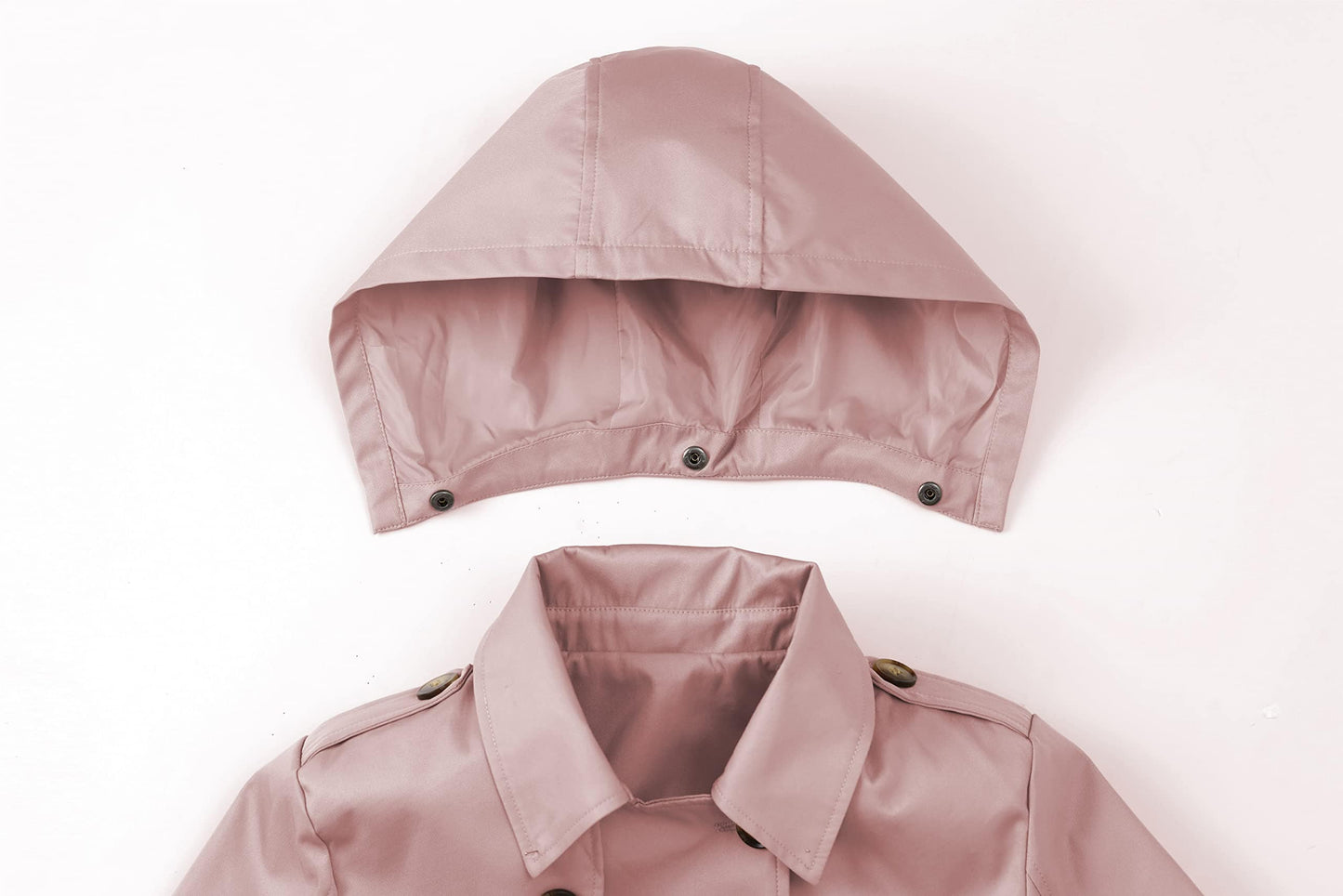 Chrisuno Gabardina de doble botonadura para mujer, abrigo largo con cinturón, chaqueta de vestir larga con capucha desmontable 