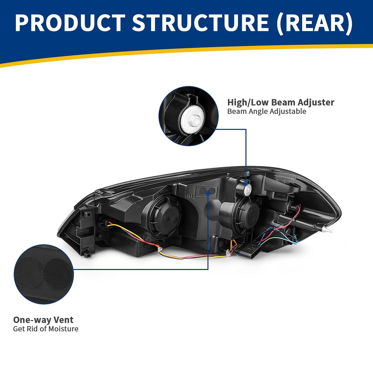 AUTOSAVER88 Conjunto de faros delanteros compatible con Chevy Impala 06 07 Chevy Monte Carlo 2006-2013, luz de conducción de repuesto, carcasa cromada, reflector ámbar, lente transparente 