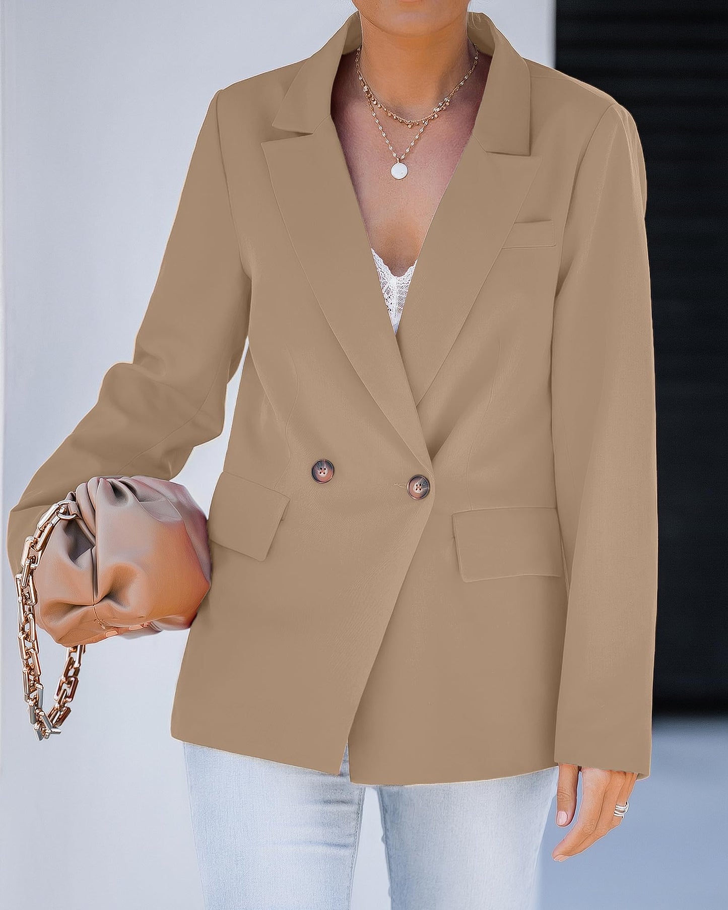 luvamia Blazer Chaquetas para mujer Trabajo Casual Oficina Manga Larga Moda Elegante Trajes de Negocios 