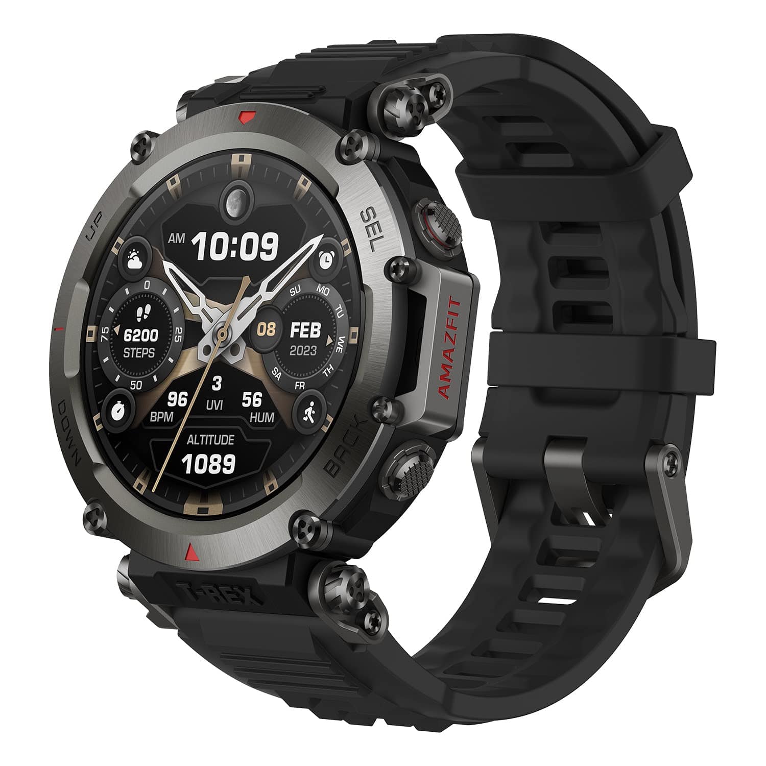 Amazfit T-Rex Ultra Smart Watch for Men, 20-Day Battery Life, 30m Freediving, Dual-Band GPS & Offline Map Support, Mud-Resistant 100m Water-Resistant, Military-Grade Outdoor Sports Watch, Black