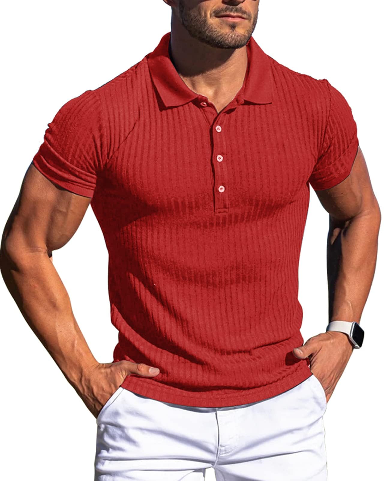 Muscle Polo Shirts for Men Slim Fit Short Sleeve Golf Shirts Men Dry Fit Shirts Casual Stylish Clothes