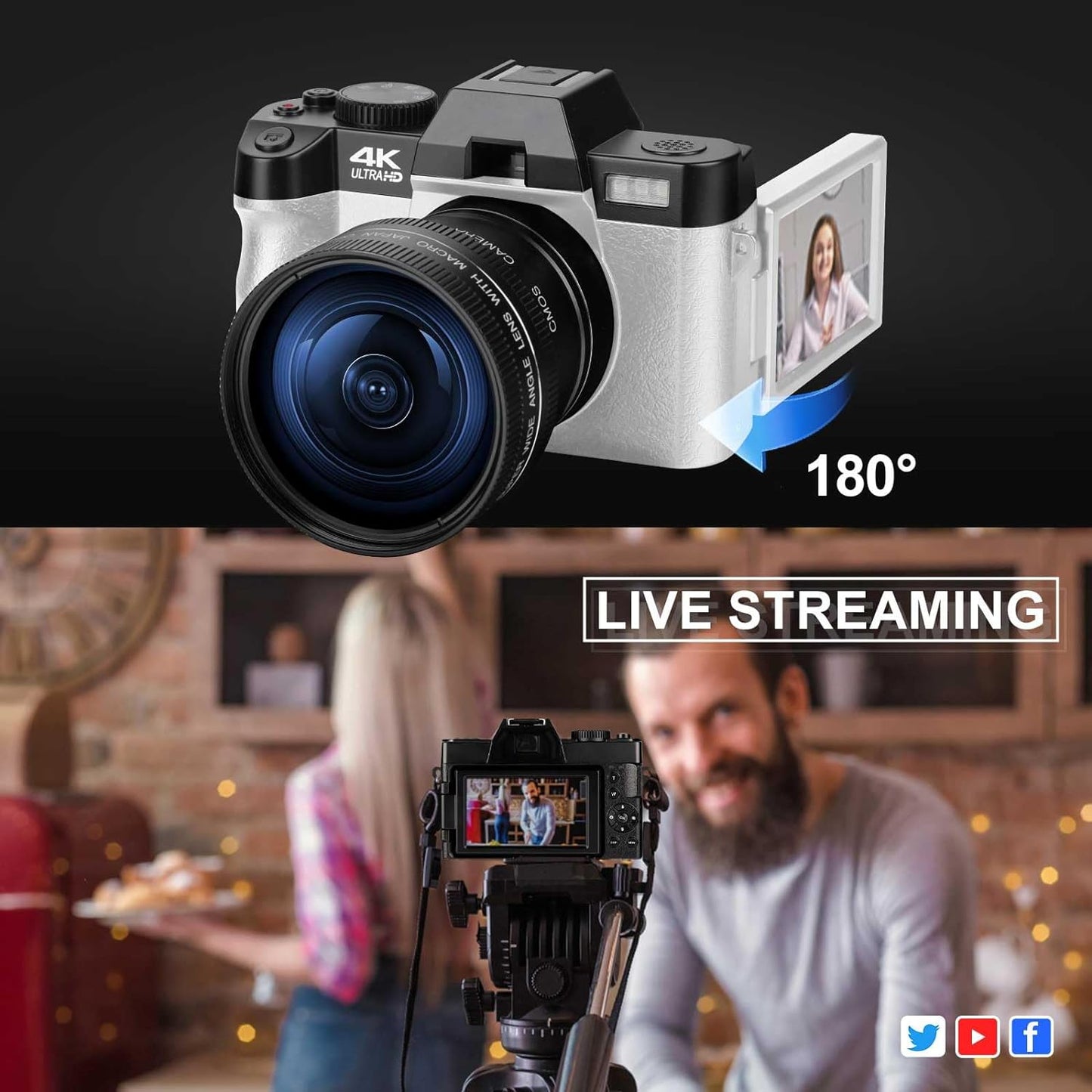 G-Anica 4K Digital Cameras for Photography，48MP/60FPS Video Camera for Vlogging, WiFi & App Control Vlogging Camera for YouTube, Small Camera with 32GB TF Card.Wide-Angle & Macro Lens Xpress