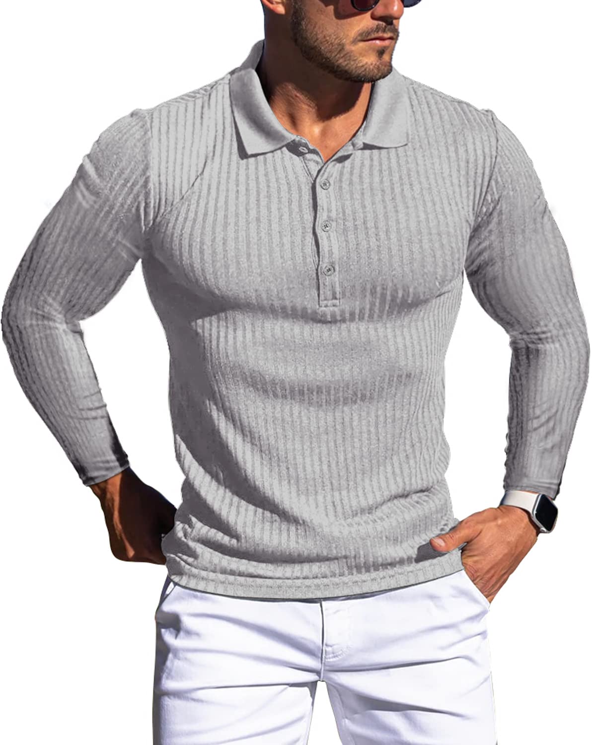 Muscle Polo Shirts for Men Slim Fit Short Sleeve Golf Shirts Men Dry Fit Shirts Casual Stylish Clothes