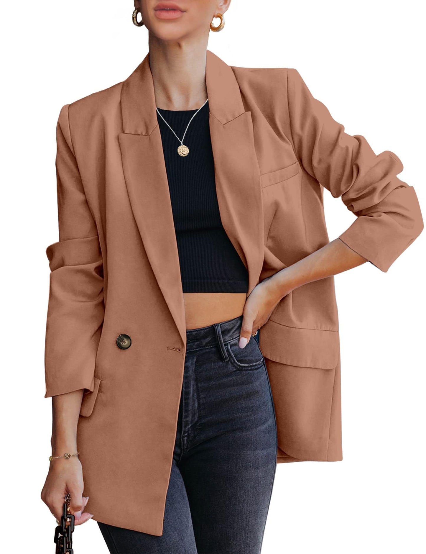 luvamia Blazer veste pour femme travail décontracté bureau à manches longues mode habillé tenue d'affaires 