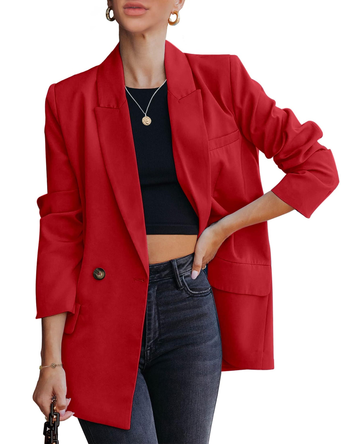 luvamia Blazer veste pour femme travail décontracté bureau à manches longues mode habillé tenue d'affaires 