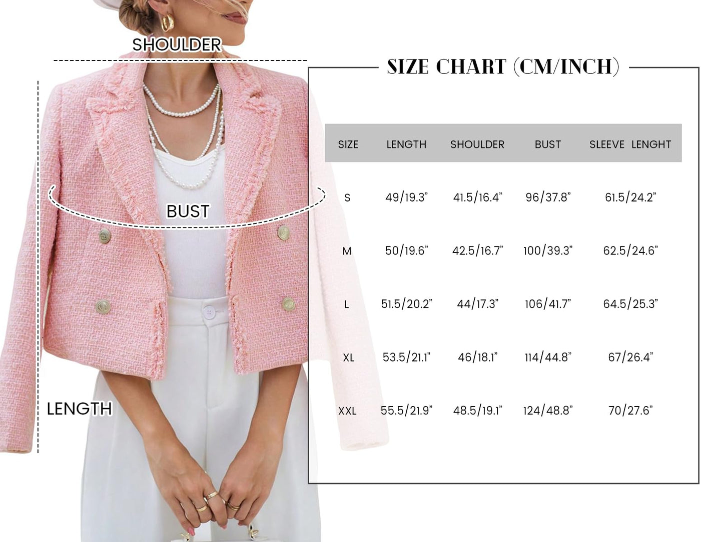 Tweed Blazers Jackets for Women 2024 Spring Fashion Lapel Cropped Elegant Open Front Office Casual Blazer