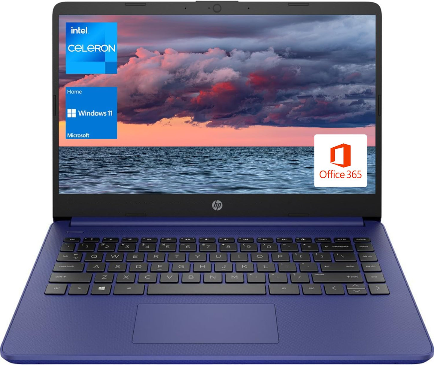 Laptop portátil HP, para estudiantes y empresas, pantalla HD de 14", Intel Quad-Core N4120, 16 GB DDR4 RAM, 64 GB eMMC, 1 año de Office 365, cámara web, RJ-45, HDMI, Wi-Fi, Windows 11 Home, plateado 