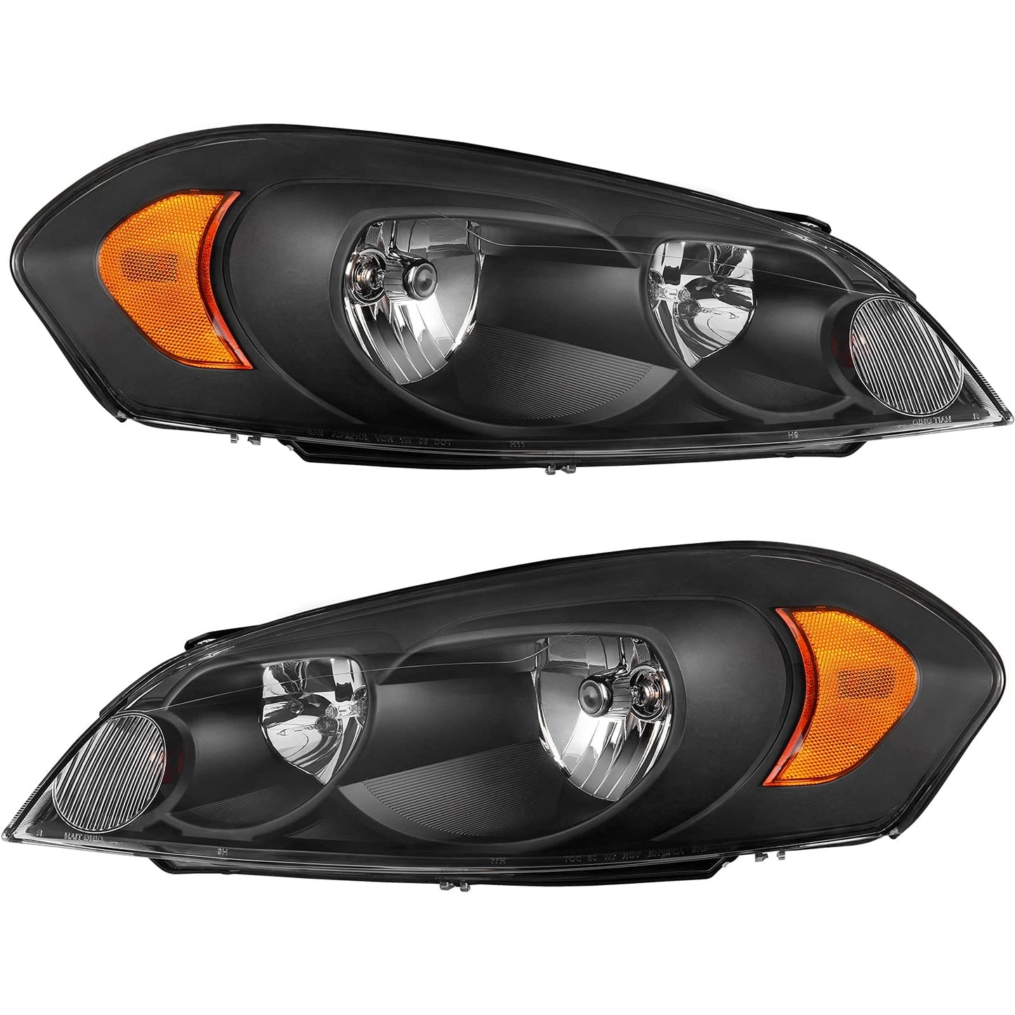 AUTOSAVER88 Conjunto de faros delanteros compatible con Chevy Impala 06 07 Chevy Monte Carlo 2006-2013, luz de conducción de repuesto, carcasa cromada, reflector ámbar, lente transparente 