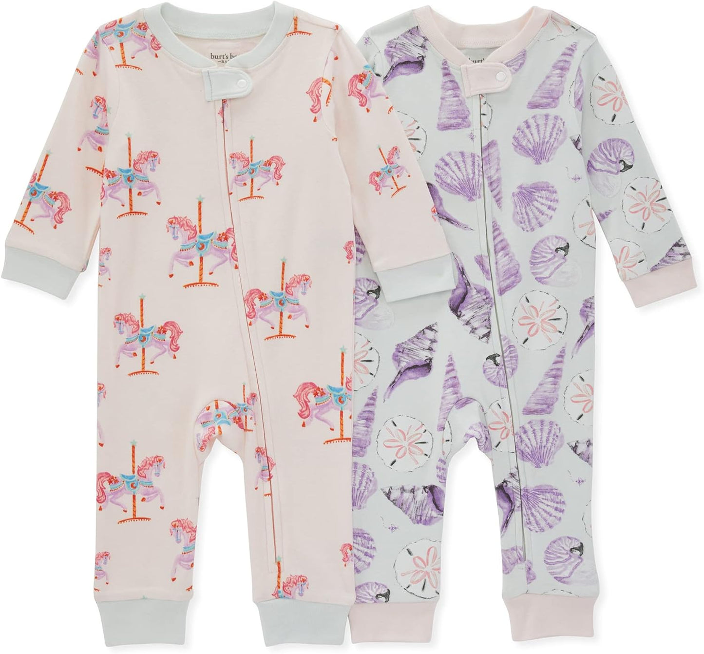 Burt's Bees Baby Baby Girls' Sleep and Play Pajamas, 100% Organic Cotton One-Piece Romper Jumpsuit Zip Front Pjs Xpress