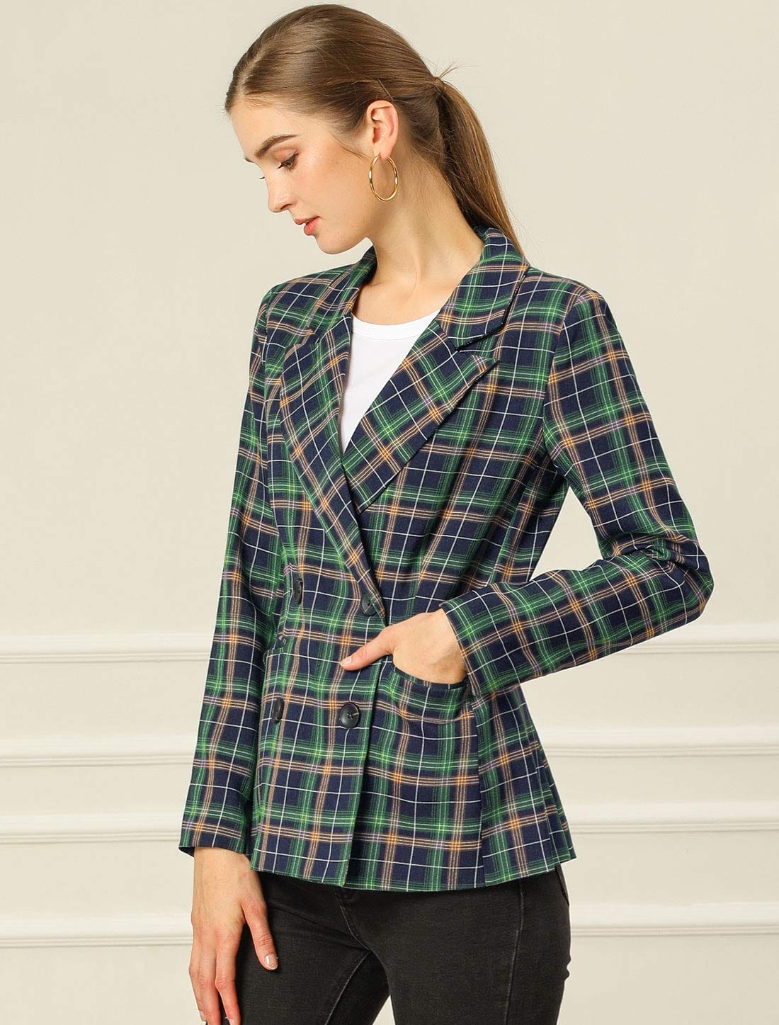 Allegra K Veste blazer formelle à revers cranté pour femme