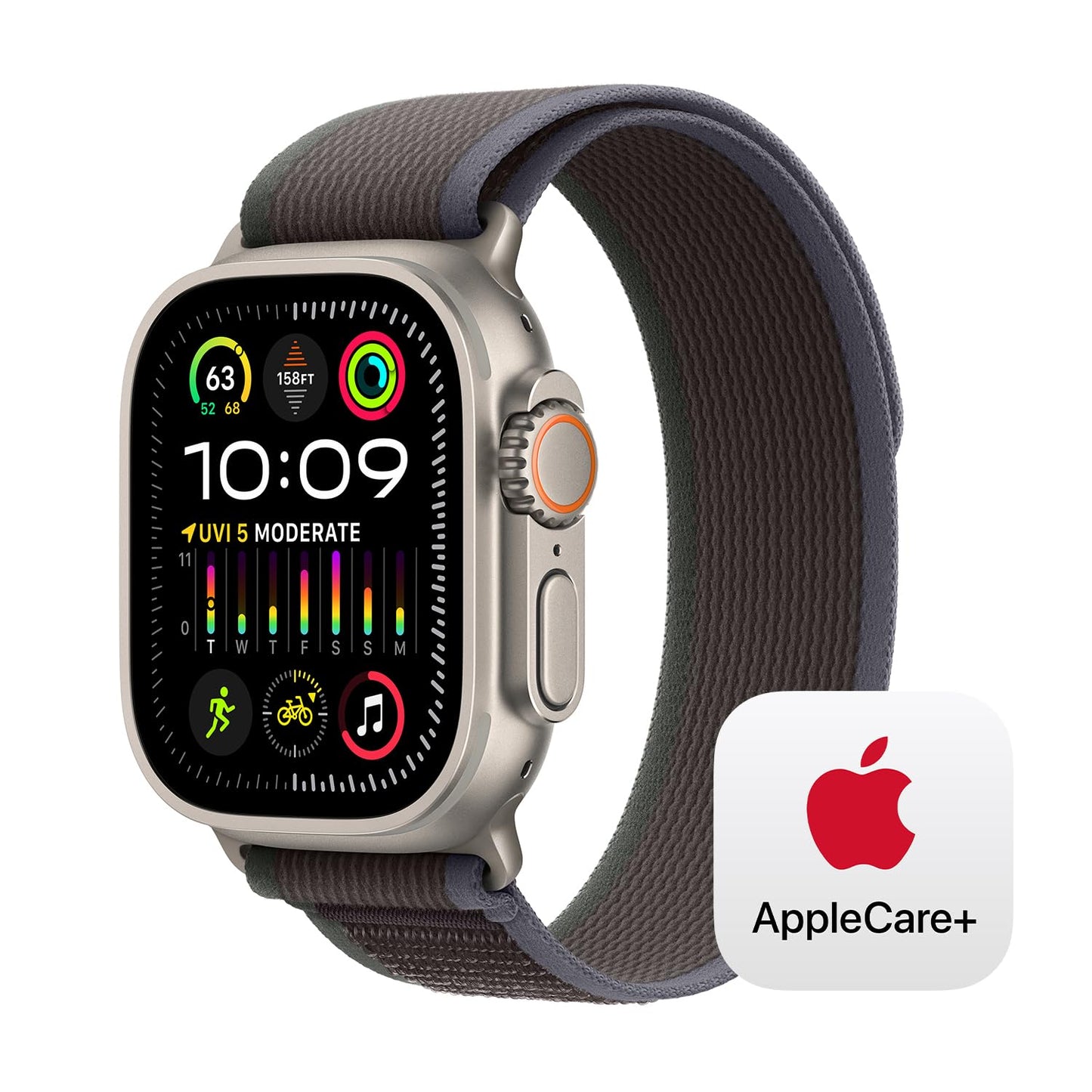 Montre intelligente Apple Watch Ultra 2 [GPS + Cellular 49 mm] avec boîtier en titane robuste et bracelet bleu océan. Tracker d'activité, GPS de précision, bouton d'action, durée de vie de la batterie extra longue, écran Retina lumineux 