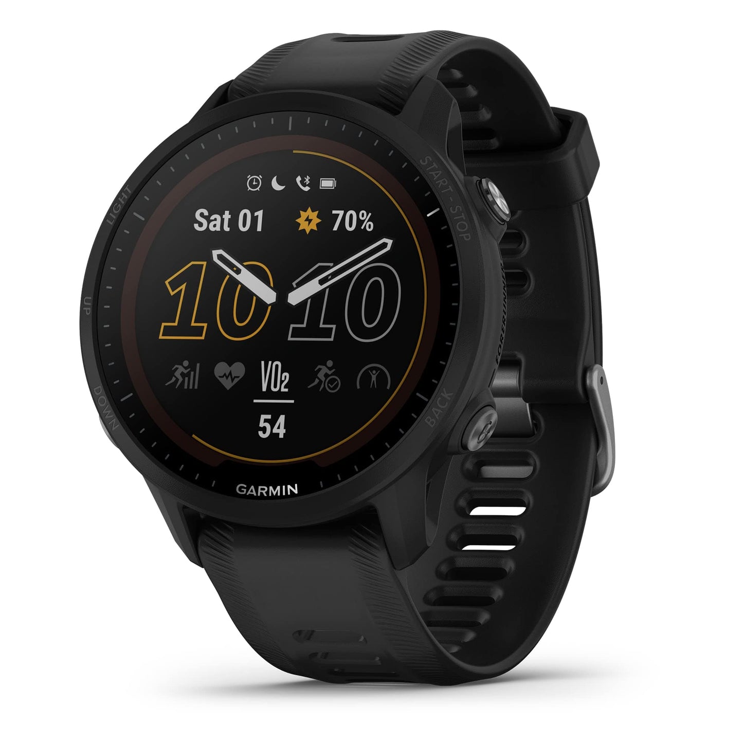 Garmin Forerunner® 955 Solar, montre intelligente de course GPS avec capacités de charge solaire, adaptée aux triathlètes, batterie longue durée, Whitestone 