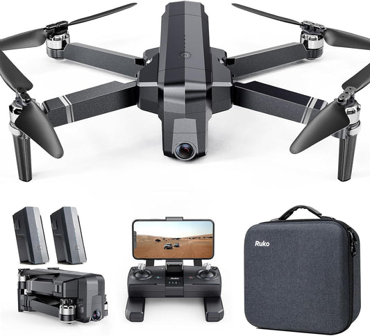 Drones Ruko F11PRO avec caméra pour adultes, caméra 4K UHD, temps de vol de 60 minutes avec retour automatique GPS, moteur sans balais, conformité avec l'identification à distance de la FAA, noir (avec étui de transport) 