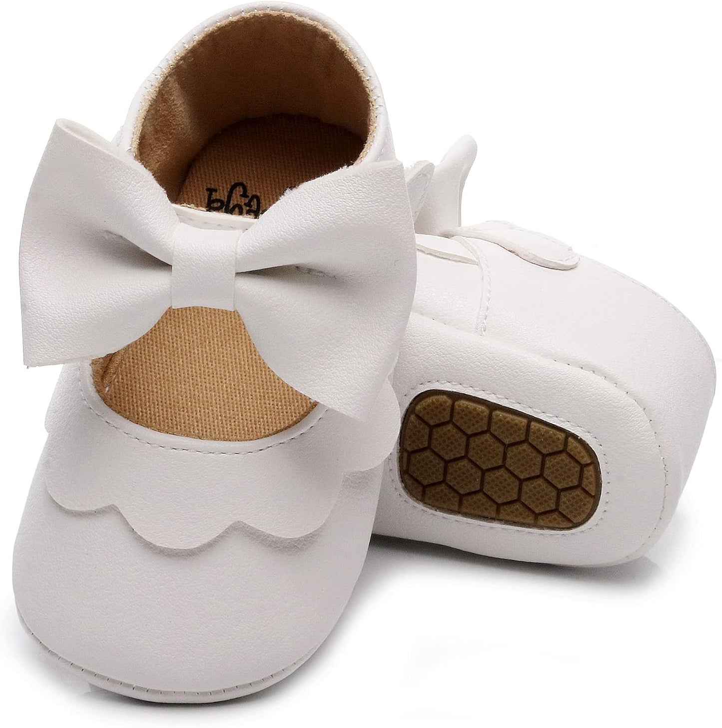 HONGTEYA Infant Baby Girls Mary Jane Flats Non Slip for Toddler First Walkers Soft Sole PU Leather Crib Shoes Sneaker Wedding Party Christmas Princess Dress Shoes Baby Moccasins Girls Xpress