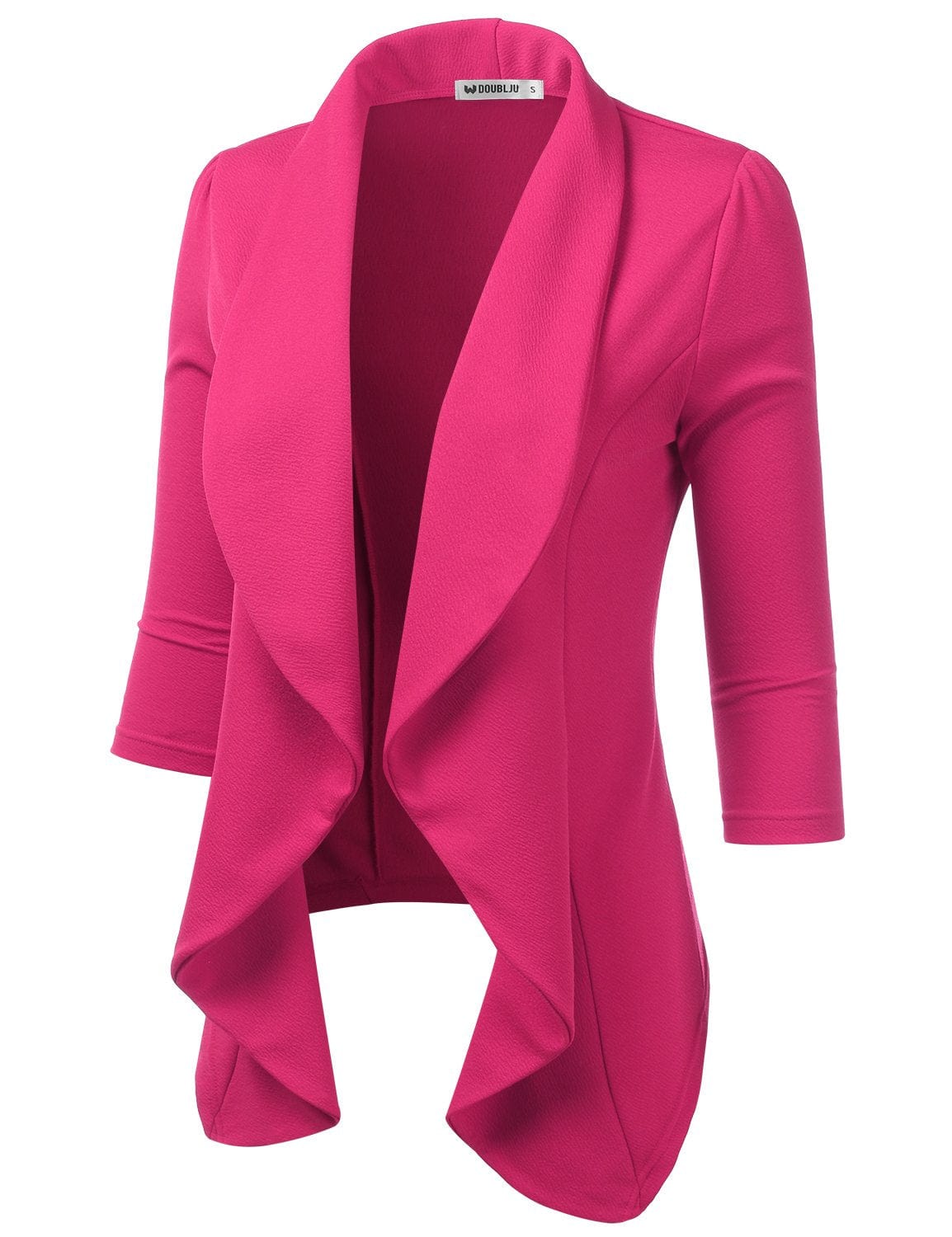 DOUBLJU Blazer léger et fin à manches 3/4 ouvert sur le devant - Veste déconstruite décontractée pour femme - Vêtements de grande taille 