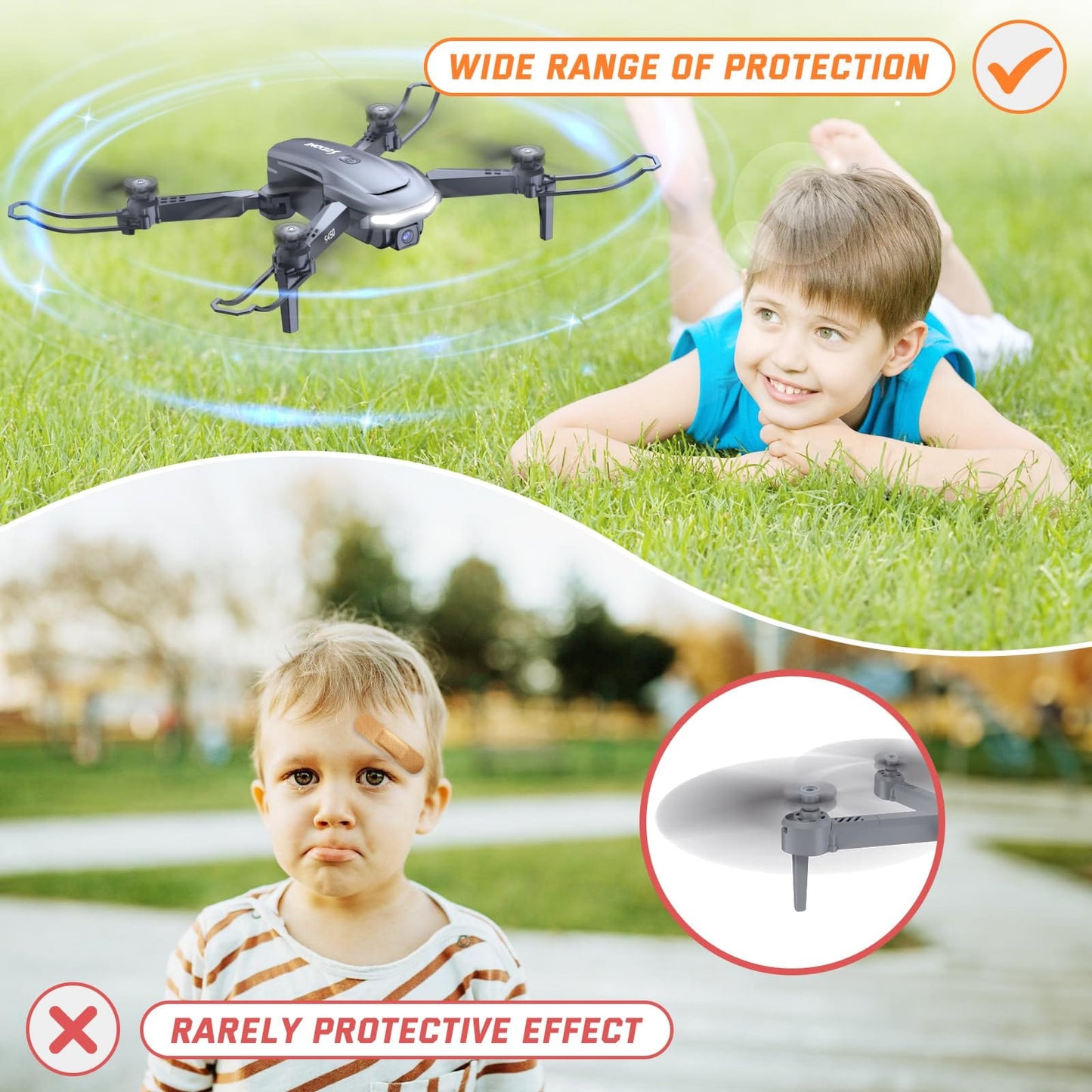 Drone S450 avec caméra pour adultes, drones FPV HD 1080P pour enfants avec une touche de décollage/atterrissage, maintien d'altitude, mini drone pliable avec 2 batteries, jouets quadrirotor RC cadeaux pour débutants 