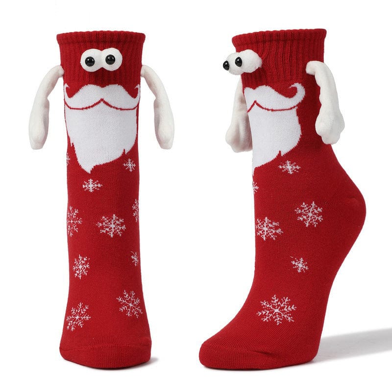 Couple poignée magnétique chaussettes à main mignonnes noël